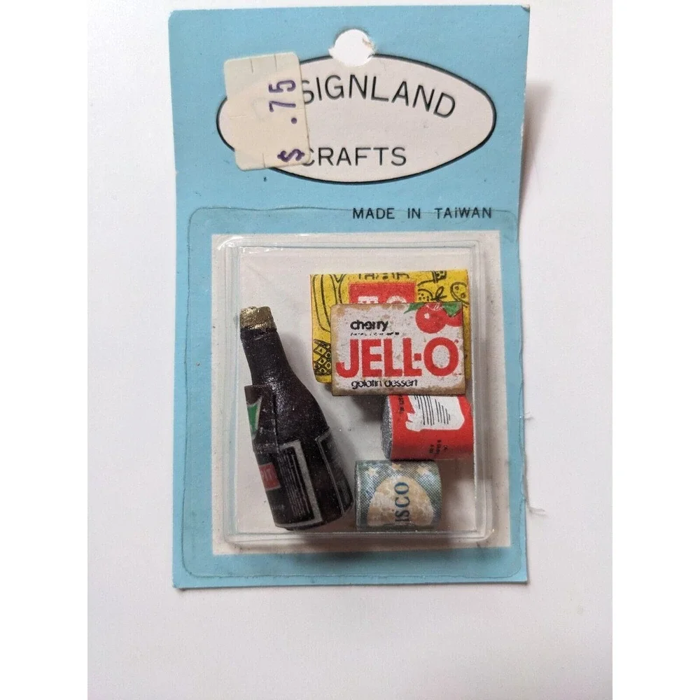 Vintage Dollhouse Miniature Groceries Kitchen Jello Crisco Bullion Cookbook NOS